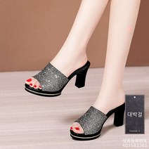 완판몰 명양피프 스팽글 가보시 하이굽 뮬슬리퍼 바캉스7센치샌들 m5055p237