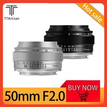 카메라 렌즈 TTArtisan-풀 프레임 50mm F2.0 미러리스 카메라 렌즈 Z Fuji X Olypus Snoy A7 과 호환 가능, 06 Canon EF-M_02 Silver