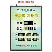 무재해기록판(넘버링 돌출형) 모델 59NB-A67 (수동식 숫자 돌림판) 규격 : 가로500X세로700X뚜께15(mm), 알루미늄