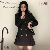 여성 빅사이즈 더블버튼 플리츠 포인트 미니원피스 미니원피스(허벅지위)
