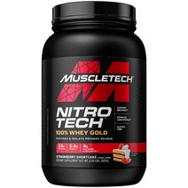 MuscleTech Nitro Tech 100% 유청 골드 딸기 쇼트케이크 맛 921g(2.03lbs), 2.03 파운드
