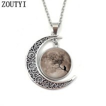 달 목걸이 팬던트 패션 빈티지 매력적인 별이 빛나는 하늘 아래 /검은 고양이 볼록 크리스탈 펜던트 남녀 선물.