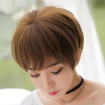 여자 스타일 티안나는 통가발 커트 전체 가발 컷트 숏컷 머리 짧은 보브컷, 오렌지브라운