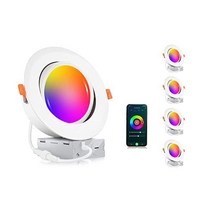 CLOUD BAY 4Pack 6인치 짐벌 스마트 와이파이 LED 오목 조명 RGBCW 변경 알렉사 구글 홈 어시스턴트 호환 허브 불필요 15W 2700K6500K IC 등급, 6 Inch, 6 Inch