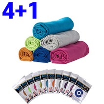 4+1 총5개 냉타올 쿨타올 땀타올 등산 타올 목수건 쿨링 타월 얼음 스포츠 수건, 블랙 5개