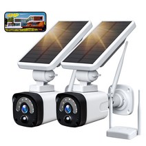 가정용CCTV 실외용 초고화질 CCTV 캠프용 태양광 발전 카메라 야외 방수 100% 가정용 무선 배터리 감시 보안 카메라 시스템 4MP, 2.EU 플러그 - 2 Cameras add 32G