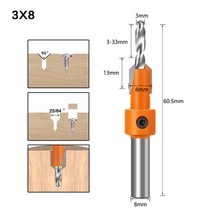 8mm/10mm 슈트 생크 HSS 목공 카운터 싱크 라우터 비트 세트 나사 추출기 목재 밀링 커터용 Remon 철거, [02] 3mmx8mm
