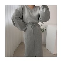 맨투맨원피스 롱 기모 겨울 마실룩 슬릿 슬림 허리보정 스트링