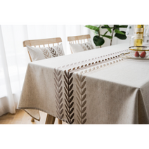 방수 린넨 식탁보, 6인 (135cm x 220cm), 브라운 올리브