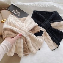 아가씨 작은 카라모양 투톤 니트 목도리 겨울머플러 귀여운 카라형