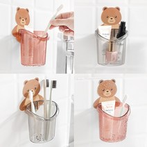 제이와이홀딩스 부착식 칫솔 거치대 물빠짐 욕실 주방 다용도 꽂이, 레드