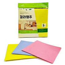 고급 칼라 행주 3P(3매입) 100개(300장) 주방 식당 업소 가정 대량 대용량 선물 판촉 홍보 부직포 삼색행주