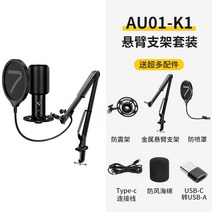 게이밍마이크 7RYMS/천 언어 SR-AU01전기마이크 언어지원 도서 암송 더빙 게임 라이브방송 마이크, T01-SRAU01K1팔걸이 지지대 세트, C01-공식모델