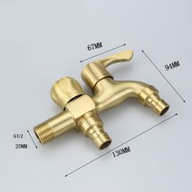 화장실 수도꼭지 욕실 엔틱 황동 비브콕 탭 세탁기 이중 구멍 야외 정원 G1/2 인치 1 개, [01] A Double hole, 1개