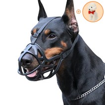 [당일발송]5H펫 안전한 실리콘 강아지 입마개 소형견 중형견 대형견 짖음방지 행동교정 훈련용 교육용 + 나비 넥타이 세트, 블랙, S+나비 넥타이(색상랜덤)