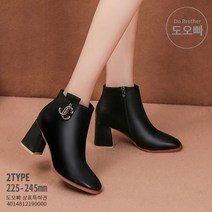 도오빠 발목 부츠 마틴 겨울 직장인 정장 벨벳 기모 둥근코 라운드 헤드 여자 여성 중년 따뜻한 하이힐 금속 메탈 조커