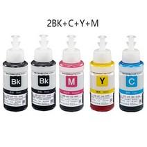 4 색 염료 리필 잉크 키트 Epson L100 L110 L120 L132 L210 L222 L300 L312 L355 L350 L362 L366 L550 L555 L566 프린터, [03] 2BK 1C 1Y 1M