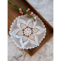 손뜨개 레이스 도일리 카페 인테리어 덮개 감성캠핑 아이템 지름 35cm, 화이트