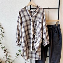 일리코 / 마일리 체크 루즈핏 롱 남방 박시 가을