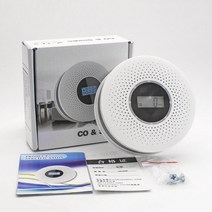 가스누출경보차단장치 도시가스차단기 가스 누설 누출 감지기 경보기 2in1 LED 디지털 연기 경보 Co 일산화, 01 Black