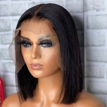가발 짧은 밥 lace front human hair wig for black women human hair brazilian hair t part lace wigs bone st, 8인치, 180, 자연스러운 색상