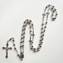 천주교성물 첫영성체선물 묵주 metal silver color Saint benedict beads chain 기적의 메달 종교 our lady of guadalupe 목걸이, 02