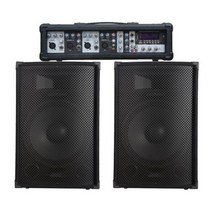 인공지능 AI 스피커전문가용 오디오 1200W 2x15 인치 서브 우퍼 PA 스피커 시스템 BT TWS 가라오케 세트 4, 01 Black