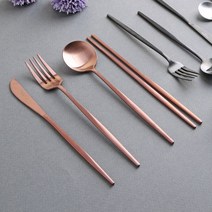 마리포사 티타늄 커트러리 카페 레스토랑 디너세트4P, 블랙