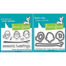 Lawn Fawn Winter Sparrows 투명 스탬프 및 다이 세트 - LF565 (스탬프) 및 LF573 (다이) 1개 포함 - 맞춤 세트
