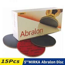 Mirka Abralon 5 인치 스폰지 샌드페이퍼 폼 후크 및 루프 폴리싱 버핑 디스크 125mm 그립 플록 시트, 180, 15 Piece