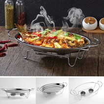 SPTaste 가정용 타원형스텐워머세트 음식워머기 홈파티 푸드워머 개인미니화로 챠핑디쉬 캠핑반합 전천후활용 S/M/L