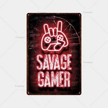 네온간판 네온조명 레트로 틴 로그인 네온 아트 게이머 보이 게임 그림 그리기 홈 거실 장식 독특한 금속 사인 보드, [01] 20x30cm, [17] 9