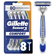 질레트 센서3 민감한 남성용 일회용 면도기 면도기 4개, Sensor3 Comfort (8ct)