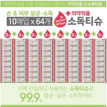 그린퓨어 손세정 손소독 항균티슈 10매 64개