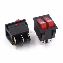 4 핀 로커 전원 스위치 25*31mm KCD4-201 6 2 / 3 위치 16A 250V 20A 125VAC 녹색 빨간색 검은 색 버튼, 11 6Pin Two-Way Red