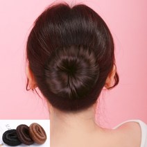 승무원가채 가채 가발 올림 당고 쪽 곱창 머리 인모 똥 면접 승무원 페이크 한복 만두, 다크브라운, 1개