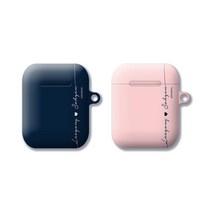 [와우박스] 주문제작 에어팟 버즈 하드 케이스 커플 필기체 기념일 레터링, 무광 하드케이스, 버즈(밑판 검정색)
