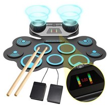 KONIX 코닉스 9 패드 전자 드럼 세트 LED 스크린 미디 드럼 키트 내장 스피커 MP3 USB 포트