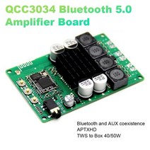 블루투스앰프 프리앰프 파워앰프 QCC3034 블루투스 5.0 앰프 보드 저전력 TWS 앰프 오디오 입력 APTXHD 앰, 01 Green