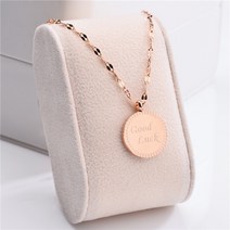 영블리 YJN107 [써지컬스틸] good luck 굿럭 코인 체인 목걸이 로즈골드