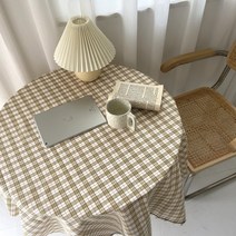 빈티지 감성 테이블보 1인 2인 식탁보 책상보 협탁보 미니 원형 테이블보, S, 1.바닐라 테이블보
