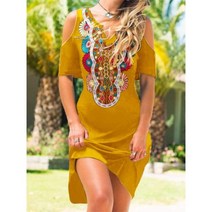 돌맘원피스 여자 느슨한 Boho 빈티지 여름 우아한 Befree 한 홀 드레스 큰 빅 프린트 플로랄 플러스 사이즈 157860