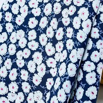 리버티 패브릭 포플린 플로랄 퓨어 코튼 데이지 천 목가적 인 재봉 액세서리 DIY 수제 하프 미터 린넨코튼원단, CHINA, 0.5mX1.4m, 32 Kapok Navy