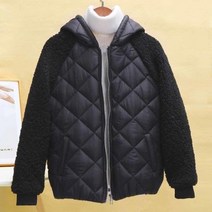 경량 숏 패딩 가을 겨울 여성 후드 루즈핏 양털 양모 자켓 다운 코트