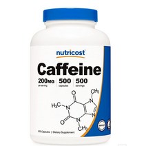 Nutricost 카페인 알약 200mg 500 캡슐, 500정