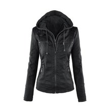 여자가죽자켓 Jacket Women Euro Hood zipper coat Leather clothing가죽자켓 여성