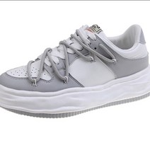 따봉오빠 4cm 여성 믹스 컬러 크로스 스트랩 통굽 스니커즈 그레이(DB091)