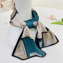 사각 도형 맥시 트 윌리 롱 타이 스카프 양면 패턴 실크 여성 방도 벨트