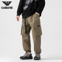 GABBANIE 봄 가을 유행 브랜드 아메리칸 캐주얼 바지 남성용 스트레이트 와이드 레그 기능성 툴링 바지