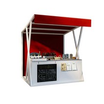 행사 진열 판매대 프리마켓 부스 이동식 테이블 판매, 150cm 빨간색 브래킷+흰색 타포린+캐비닛